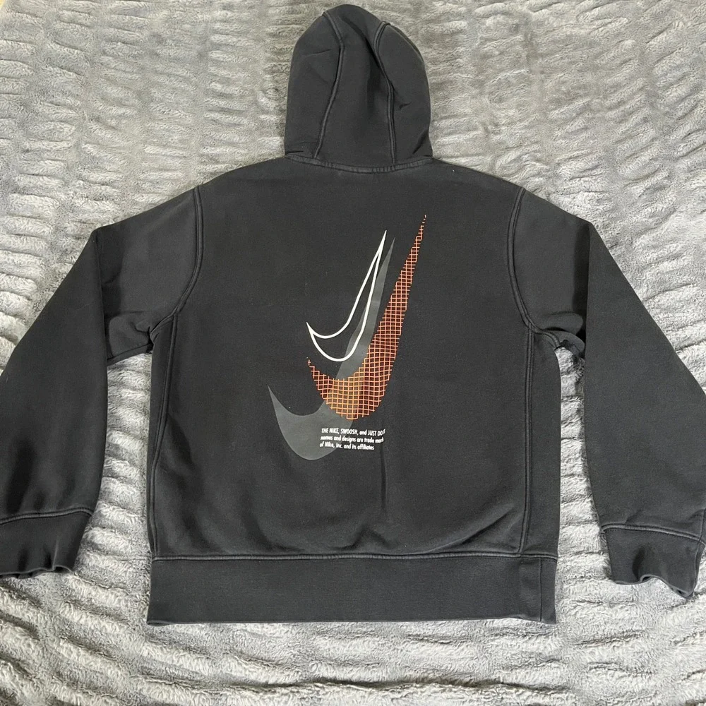 Nike Mens Black Multi Logo Graphic Pullover Hoodie CU3511-010 Small